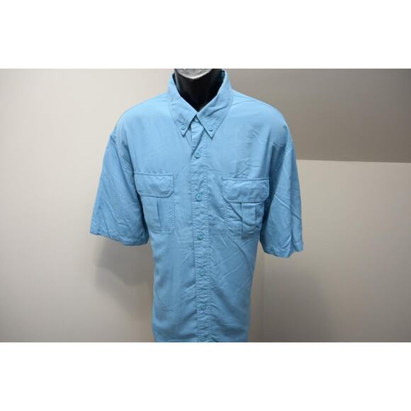 Duluth Trading Co. Vented Fishing Shirt Blue Short Sleeve Work Camp Mens Sz XL - Picture 1 of 7